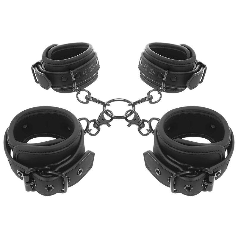 FETISH SUBMISSIVE - ENSEMBLE DE MENOTTES POUR MAINS ET CHEVILLES AVEC DOUBLURE EN NEOPRÈNE