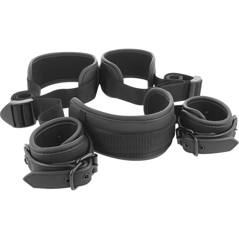 FETISH SUBMISSIVE - KIT BONDAGE AVEC 4 MENOTTES DOUBLÉES NEOPRÈNE