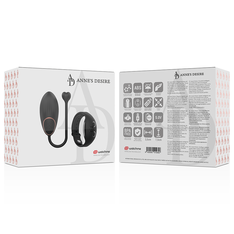 ANNE’S DESIRE – ŒUF VIBROMASSEUR LUXE CONNECTE AVEC TECHNOLOGIE WATCHME NOIR