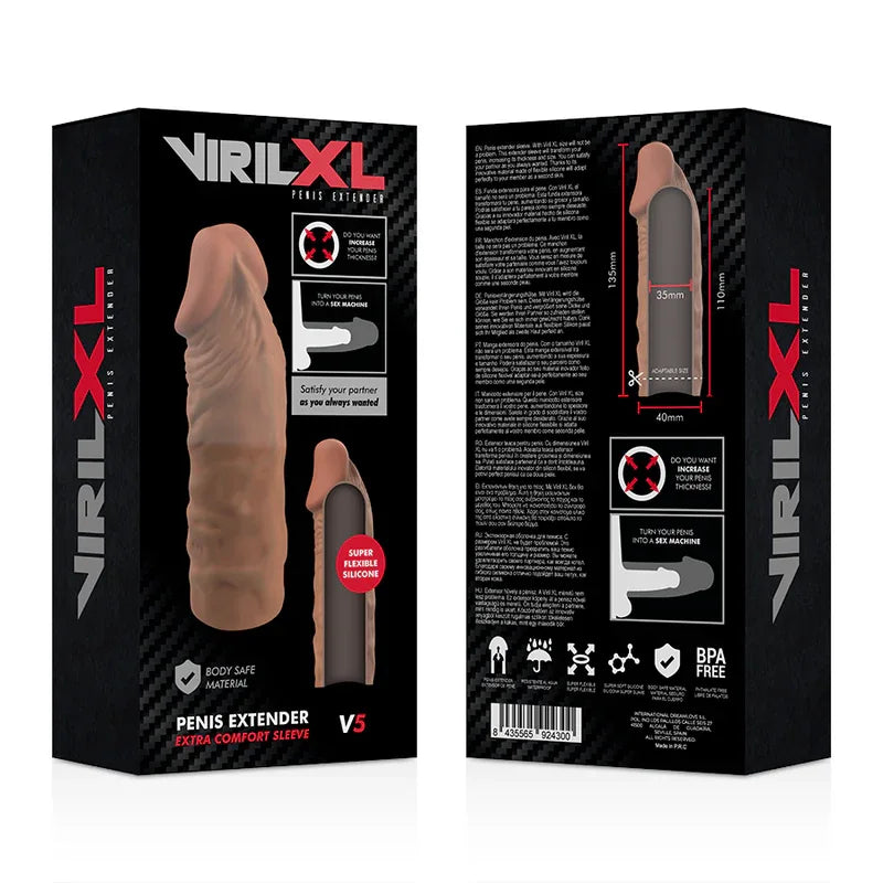 VIRILXL - EXTENSION DE PÉNIS MARRON EN SILICONE LIQUIDE V5 - Incandessens