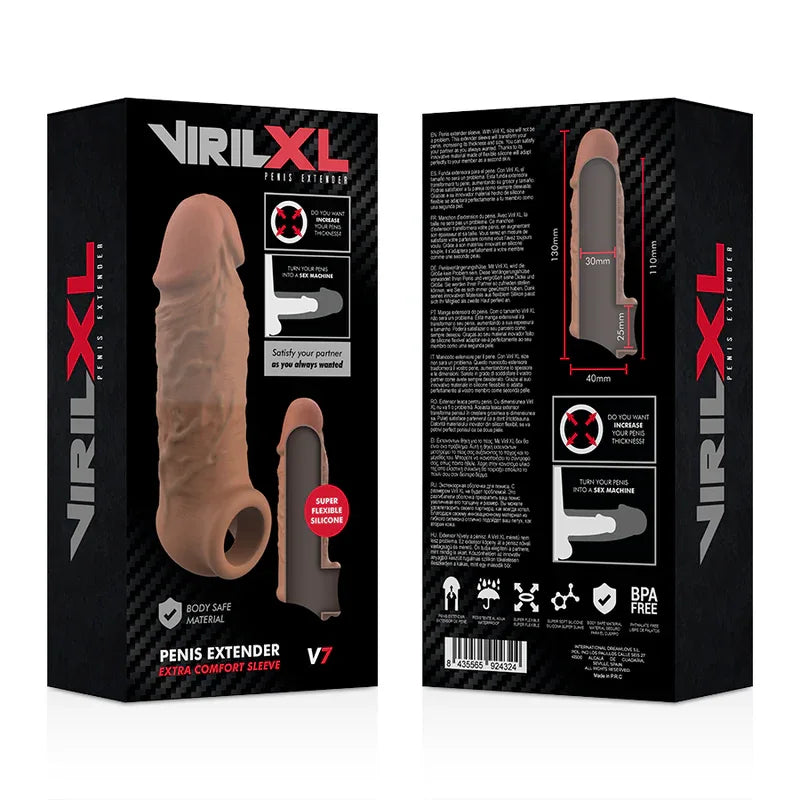 VIRILXL - EXTENSION DE PÉNIS EN SILICONE LIQUIDE V7 MARRON - Incandessens