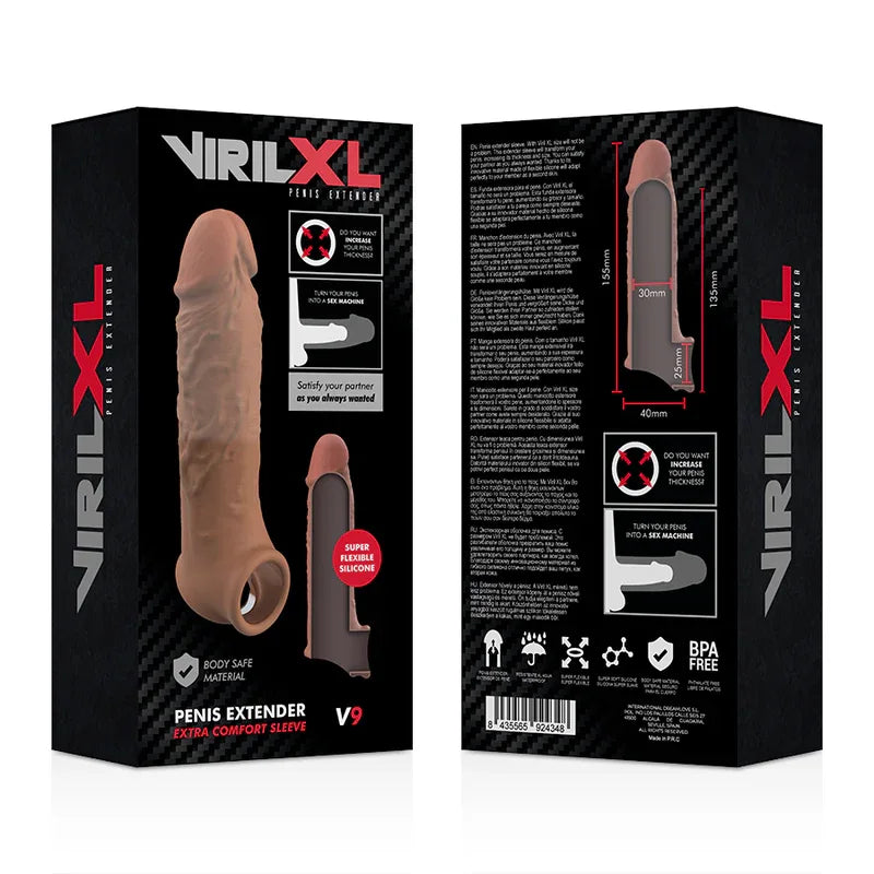 VIRILXL - EXTENSION DE PÉNIS MARRON EN SILICONE LIQUIDE V9 - Incandessens
