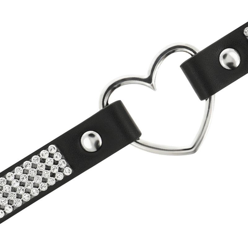 COQUETTE - COLLIER TOUR COU CUIR VEGAN NOIR CŒUR FÉTICHISTE BDSM