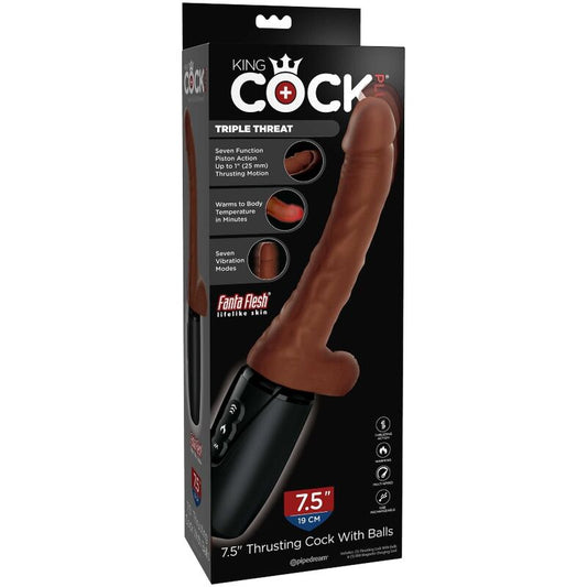 KING COCK - Gode Triple Densité Marron XXL