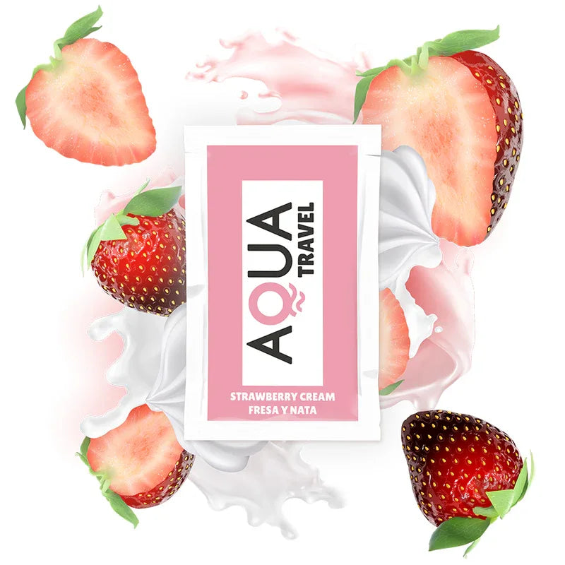 AQUA TRAVEL - LUBRIFIANT À BASE D'EAU SAVEUR CRÈME DE FRAISE 6 ML - Incandessens
