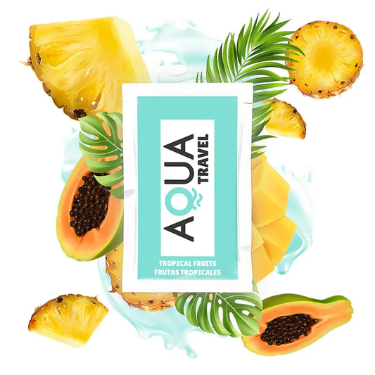 AQUA TRAVEL - LUBRIFIANT À BASE D'EAU SAVEUR FRUITS TROPICAUX 6 ML - Incandessens