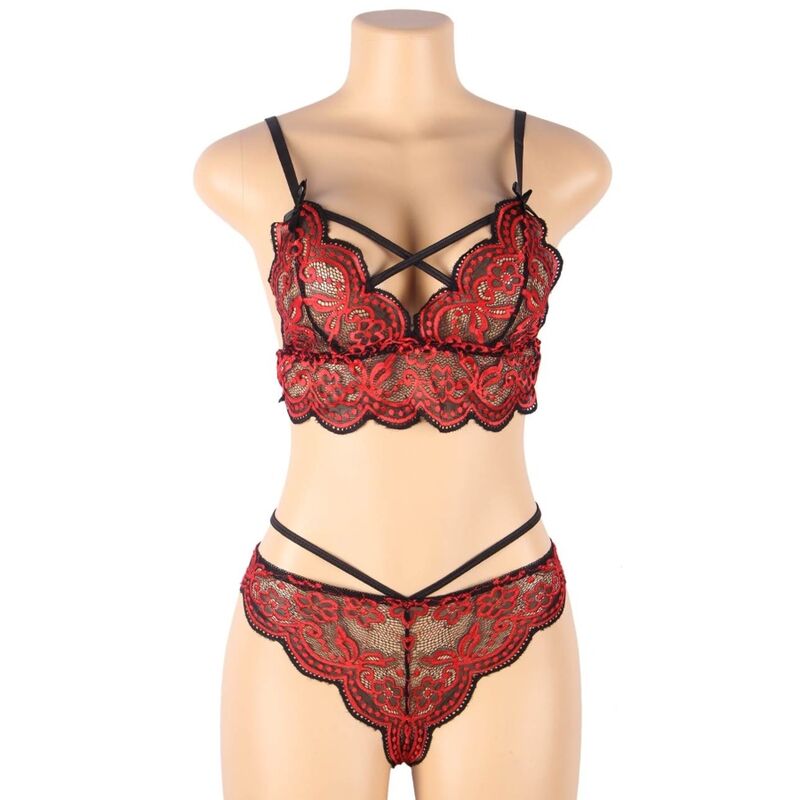 SUBBLIME - SET ENSEMBLE SEXY 2 PIÈCES ROUGE/NOIR