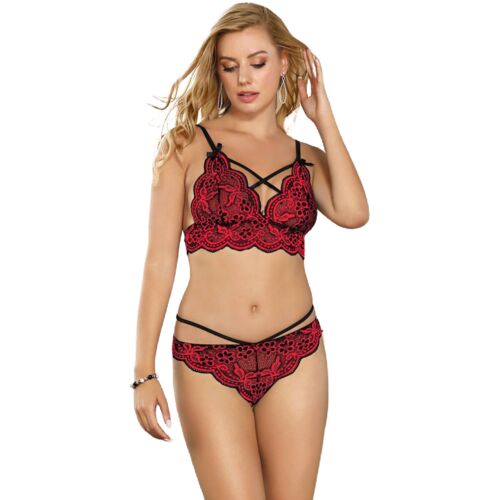 SUBBLIME - SET ENSEMBLE SEXY 2 PIÈCES ROUGE/NOIR
