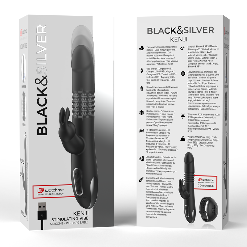 BLACK&SILVER - VIBROMASSEUR VA & VIENT COMPATIBLE AVEC LA TECHNOLOGIE SANS FIL WATCHME
