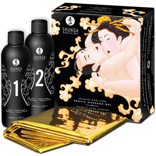 SHUNGA -  KIT GEL DE MASSAGE ÉROTIQUE MELON MANGUE ORIENTAL