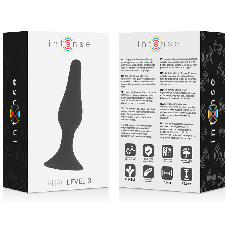 INTENSE - DILATATEUR ANAL NIVEAU 3 SILICONE NOIR 12,5 CM