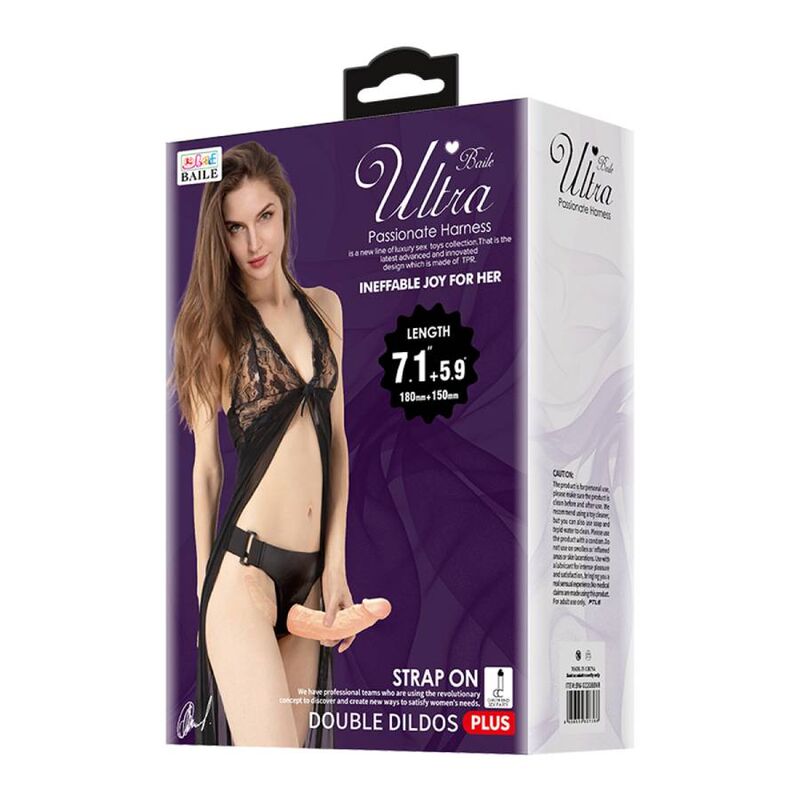 BAILE - GODE CEINTURE DOUBLE EXTRÉMITÉ AVEC HARNAIS