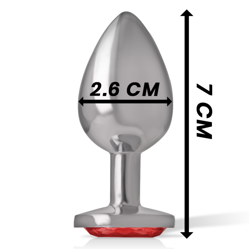 INTENSE PLUG ANAL MÉTAL ALUMINIUM CRISTAL ROUGE TAILLE S BIJOU LUXE WATERPROOF