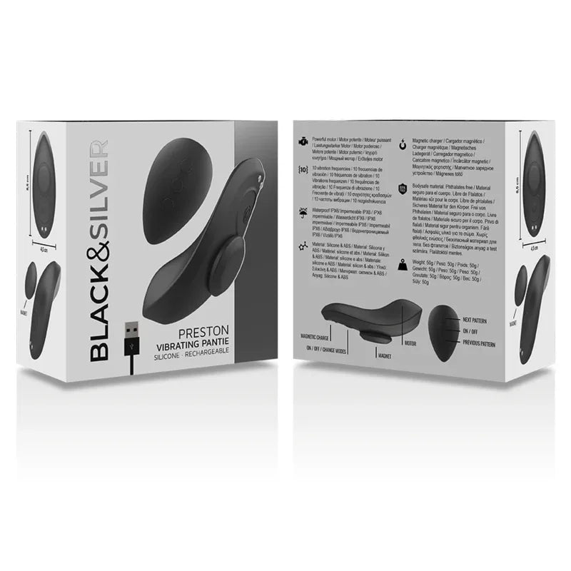 BLACK&SILVER - CULOTTE VIBRANTE RECHARGEABLE EN SILICONE PRESTON NOIRE - Incandessens