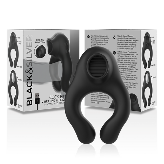 BLACK&SILVER - ANNEAU VIBRANT SILICONE STIMULANT LE CLITORIS