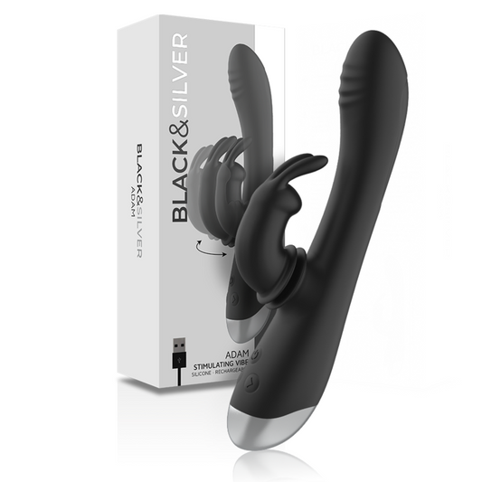 BLACK&SILVER - VIBROMASSEUR RECHARGEABLE EN SILICONE ADAM NOIR