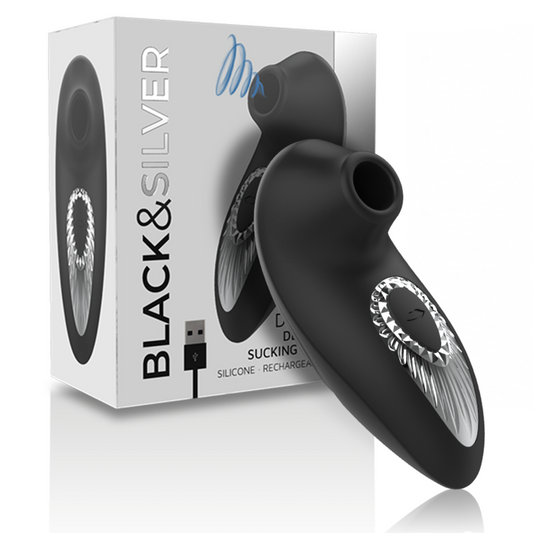 BLACK&SILVER - STIMULATEUR CLITORIDIEN DRAKE ASPIRATION 10 MODES SILICONE RECHARGEABLE NOIR