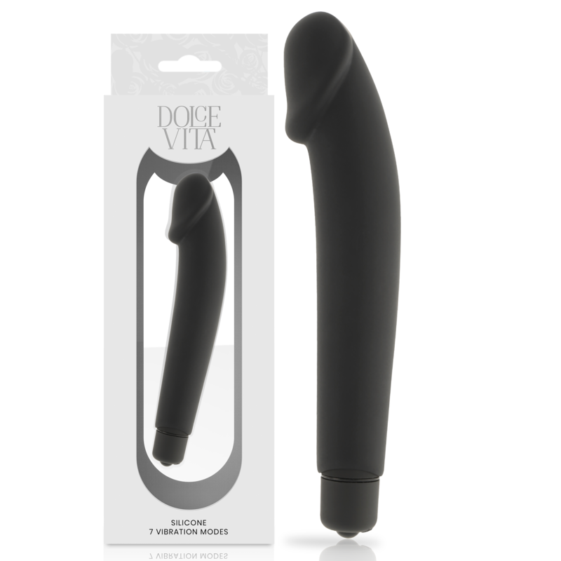 DOLCE VITA - VIBRATEUR RÉALISTE NOIR SILICONE 7 MODES WATERPROOF 158MM