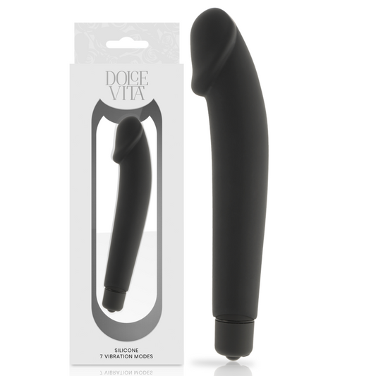 DOLCE VITA - VIBRATEUR RÉALISTE NOIR SILICONE 7 MODES WATERPROOF 158MM