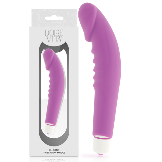 DOLCE VITA - VIBROMASSEUR RÉALISTE VIOLET SILICONE 7 MODES HOUSSE AMOVIBLE 2 EN 1