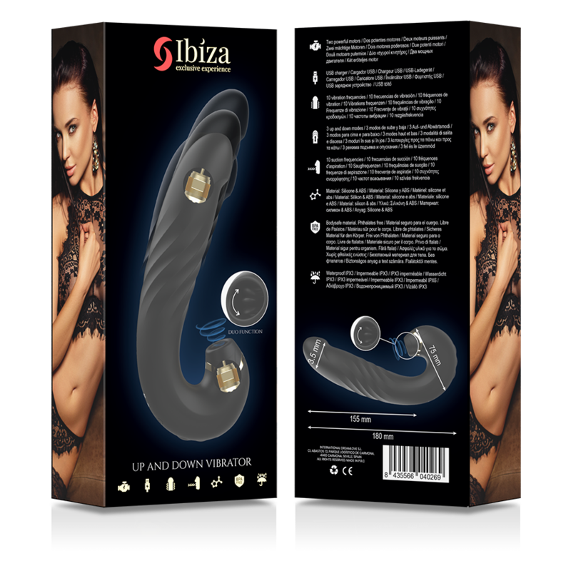 IBIZA - STIMULATEUR CLITORIS UP & DOWN VENTOUSE ONDES SONIQUES 10 MODES VIBRATION 10 MODES ASPIRATION