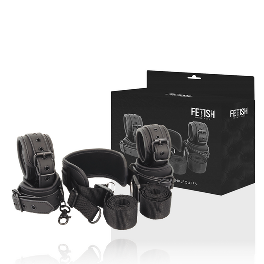 FETISH SUBMISSIVE - KIT BONDAGE AVEC 4 MENOTTES DOUBLÉES NEOPRÈNE