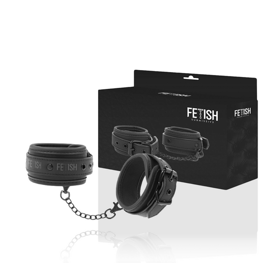 FETISH SUBMISSIVE - MENOTTES DE CHEVILLES EN CUIR VÉGÉTALIEN AVEC DOUBLURE NEOPRÈNE