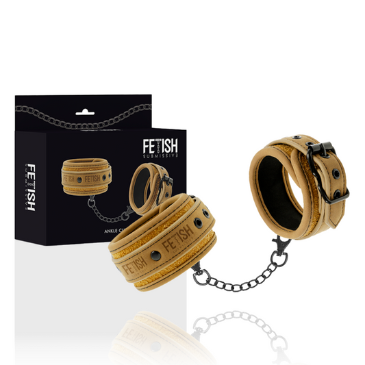 FETISH SUBMISSIVE ORIGIN - MENOTTES DE CHEVILLE EN CUIR VÉGÉTALIEN AVEC DOUBLURE EN NÉOPRÈNE