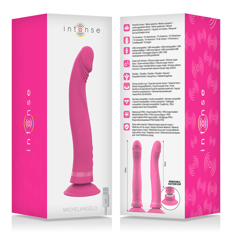 INTENSE MICHELANGELO GODE VIBRATEUR SILICONE ROSE RECHARGEABLE USB WATERPROOF