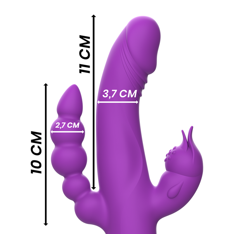 INTENSE CASANOVA VIBRATEUR RABBIT TRIPLE MOTEUR VIOLET RECHARGEABLE USB WATERPROOF SILICONE