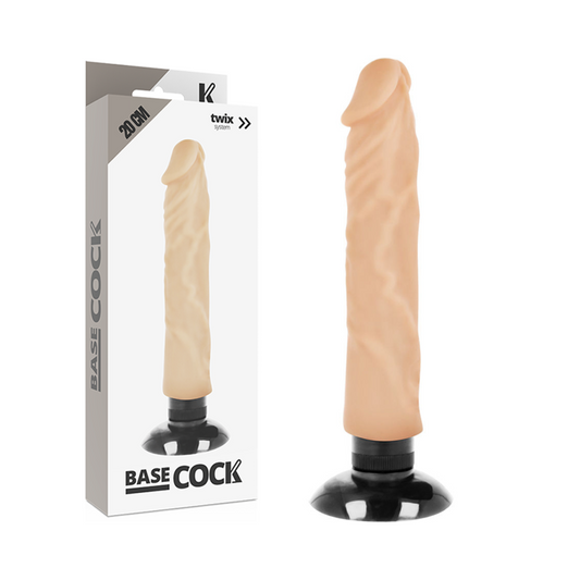 BASECOCK - GODE VIBRANT A VENTOUSE 2-1 NATUREL 20 CM -O- 4 CM