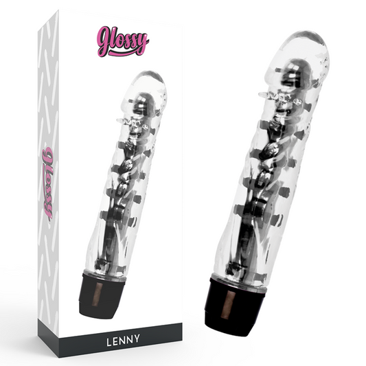 GLOSSY - VIBROMASSEUR LENNY TPE PLATINE MULTI-VITESSES IMPERMÉABLE NOIR 14 CM