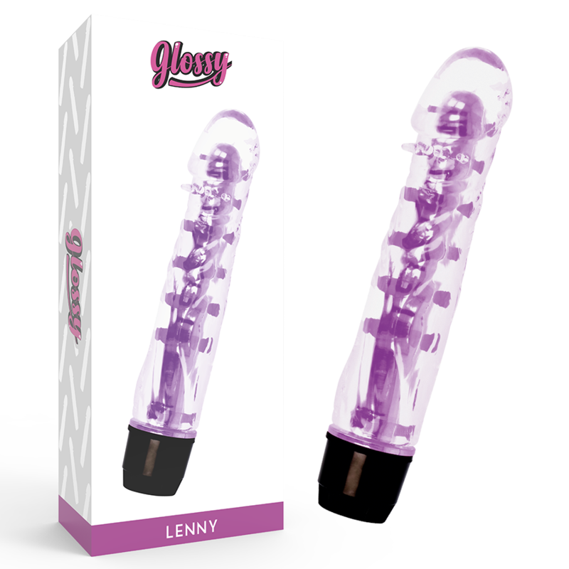 GLOSSY - VIBROMASSEUR LENNY TPE PLATINE MULTI-VITESSES IMPERMÉABLE VIOLET 14 CM