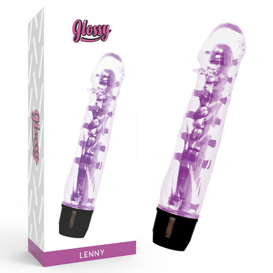 GLOSSY - VIBROMASSEUR LENNY TPE PLATINE MULTI-VITESSES IMPERMÉABLE VIOLET 14 CM