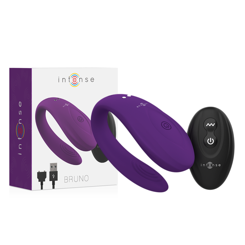 INTENSE BRUNO PARTNER VIBRATEUR COUPLE DOUBLE PLAISIR LILAS RECHARGEABLE USB 124G