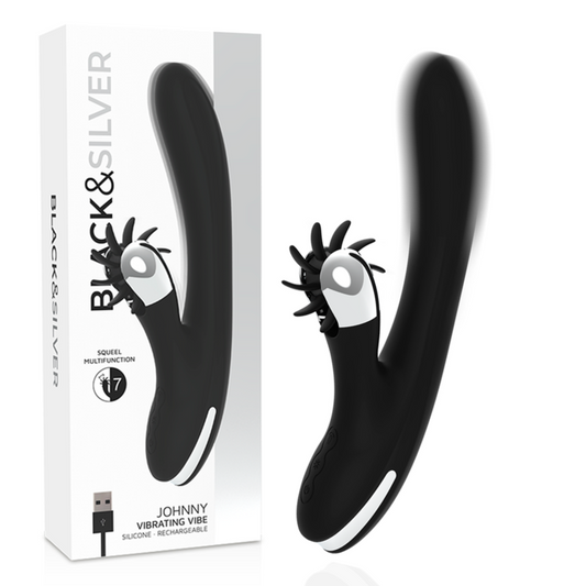 BLACK&SILVER - VIBROMASSEUR JOHNNY VIBRATING VIBE EN SILICONE