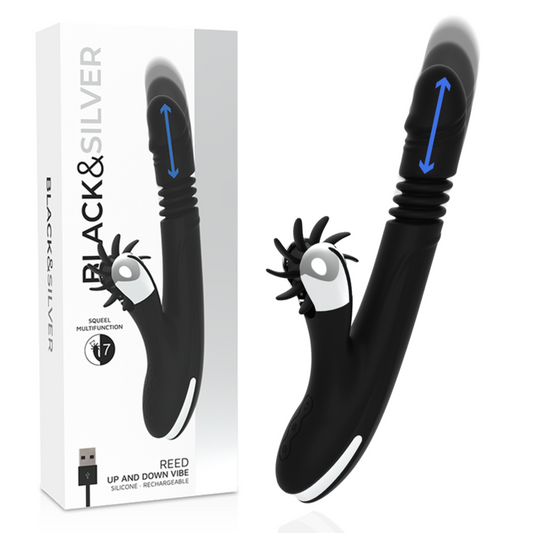 BLACK&SILVER - VIBROMASSEUR REED UP AND DOWN VIBE EN SILICONE
