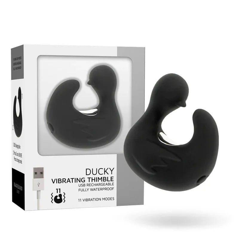 BLACK&SILVER - CANARD RECHARGEABLE EN SILICONE STIMULANT DUCKYMANIA - Incandessens