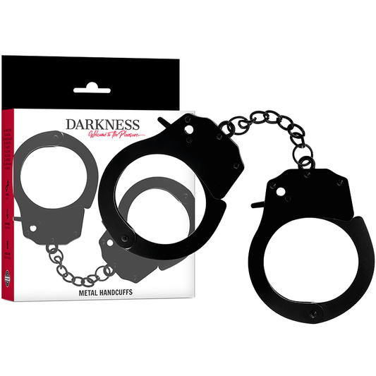 DARKNESS - MENOTTES EN MÉTAL NOIR AJUSTABLES, SÉCURISÉES ET ÉLÉGANTES