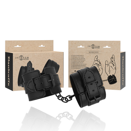 INTENSE FETISH - MENOTTES CUIR VÉGÉTALIEN BDSM RÉGLABLES