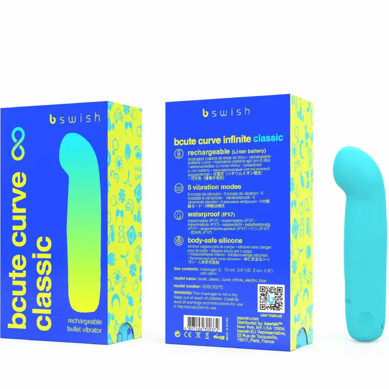 B SWISH - VIBRATEUR RECHARGEABLE BCUTE CURVE INFINITE CLASSIQUE BLEU SILICONE - Incandessens