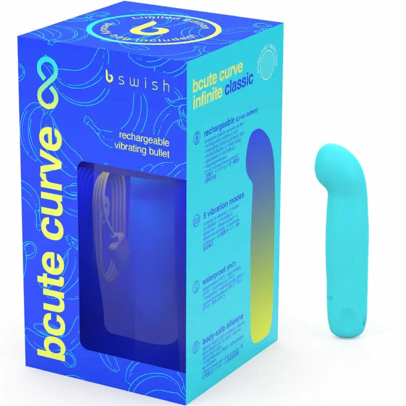 B SWISH - VIBRATEUR RECHARGEABLE EN SILICONE BLEU BCUTE CURVE INFINITE CLASSIC ÉDITION LIMITÉE - Incandessens