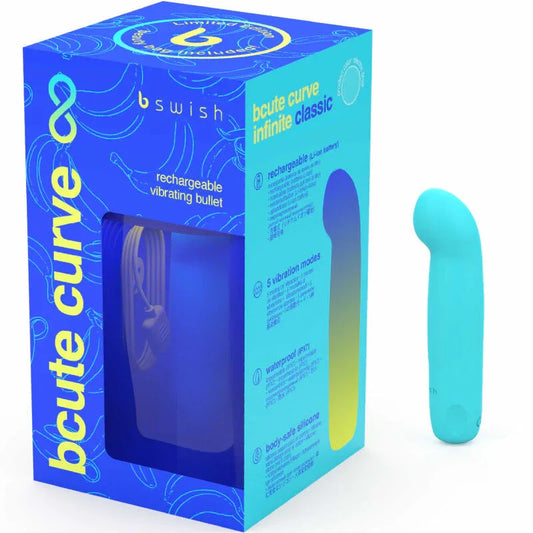 B SWISH - VIBRATEUR RECHARGEABLE EN SILICONE BLEU BCUTE CURVE INFINITE CLASSIC ÉDITION LIMITÉE - Incandessens