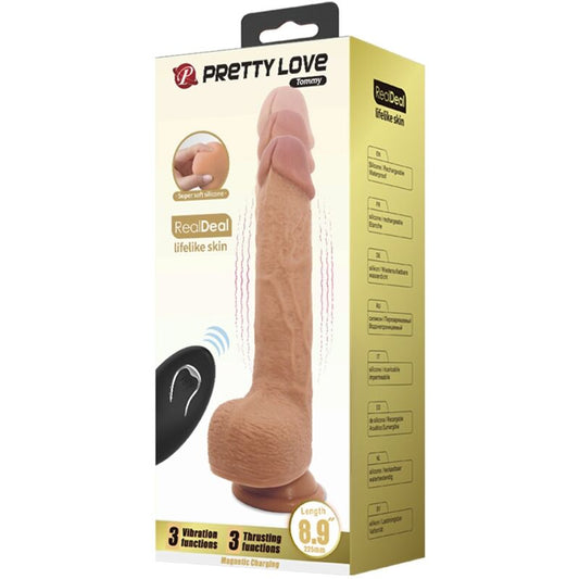 PRETTY LOVE - GODE RÉALISTE VENTOUSE ET VIBRANT TOMMY 22.5 CM
