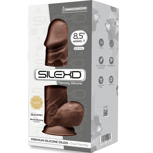 SILEXD - MODÈLE 1 GODE RÉALISTE PREMIUM SILEXPAN SILICONE MARRON 21.5 CM