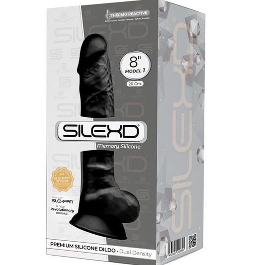 SILEXD - MODÈLE 1 GODE RÉALISTE PREMIUM SILEXPAN SILICONE NOIR 20 CM