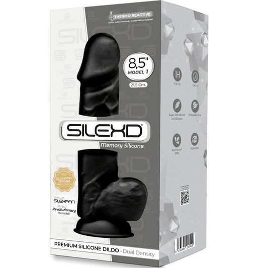 SILEXD - MODÈLE 1 GODE RÉALISTE PREMIUM SILEXPAN SILICONE NOIR 21.5 CM