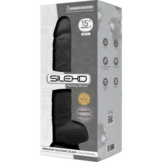 SILEXD - MODÈLE 1 GODE RÉALISTE PREMIUM SILEXPAN SILICONE NOIR 38 CM
