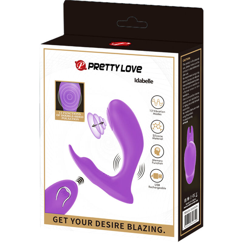 PRETTY LOVE - MASSEUR STIMULATEUR TELECOMMANDE À VIBRATIONS ET PULSATIONS IDABELLE VIOLET