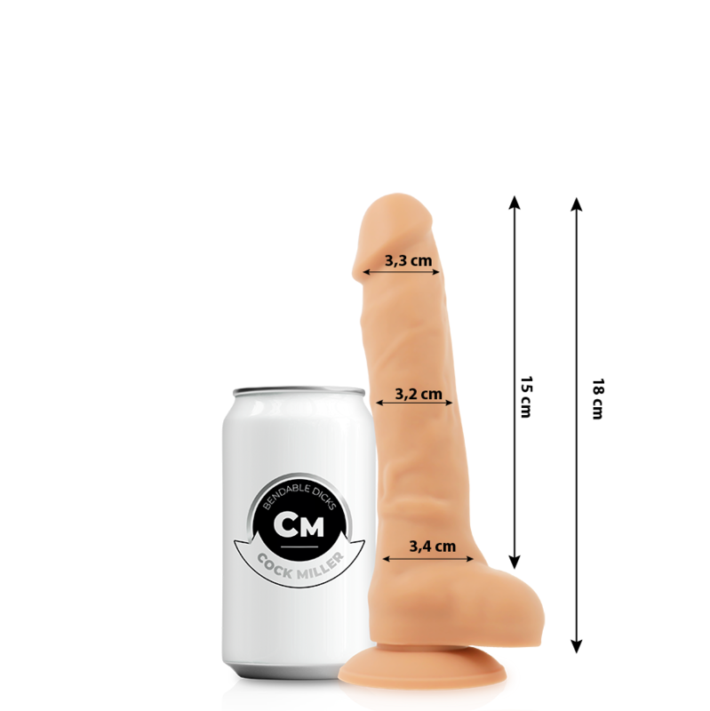 COCK MILLER - GODE ARTICULABLE SILICONE DENSITÉ 18 CM RÉALISTE FLEXIBLE